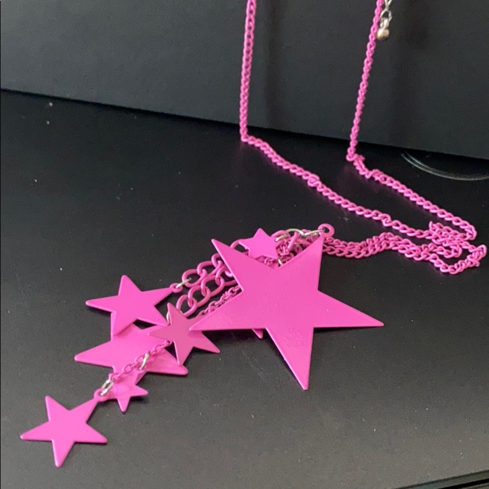Sarina neon pink star necklace